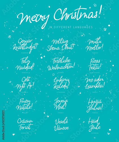 Inscription of Merry Christmas in different languages