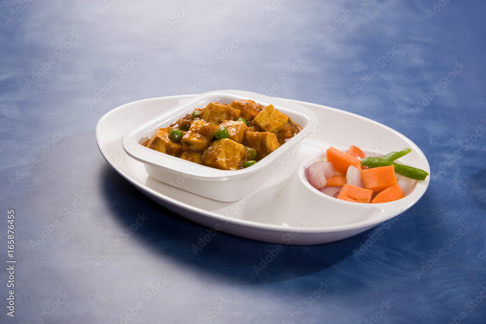 Cheese Cooked with Peas, Indian Dish