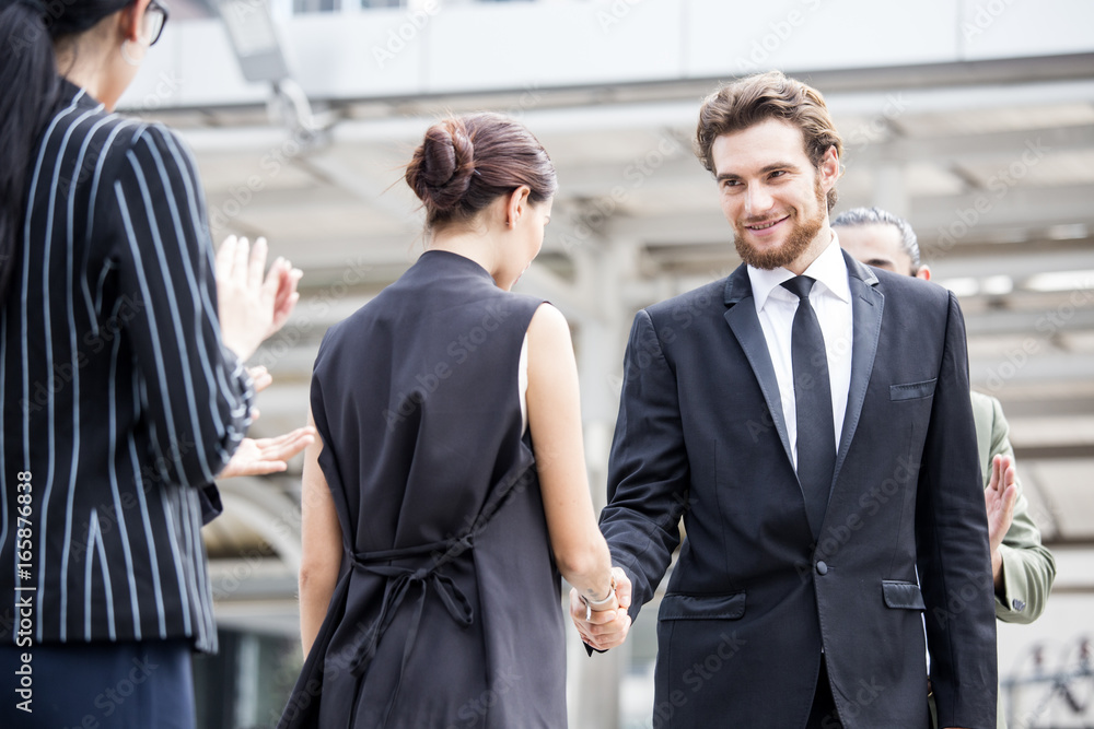 Businessman with agreement for working together for business project. Business handshake and business people concept. Business team handshake concept. Businessman with agreement for working together for business project. Business handshake and business people concept. Business team handshake concept.