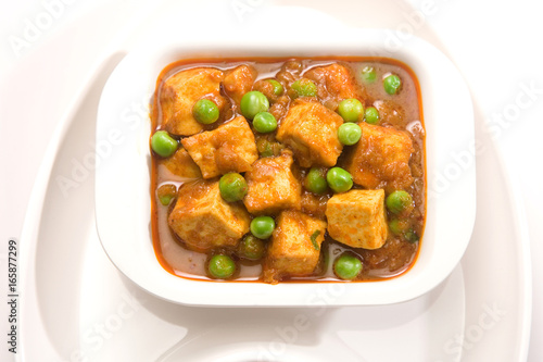 Cheese Cooked with Peas, Indian Dish