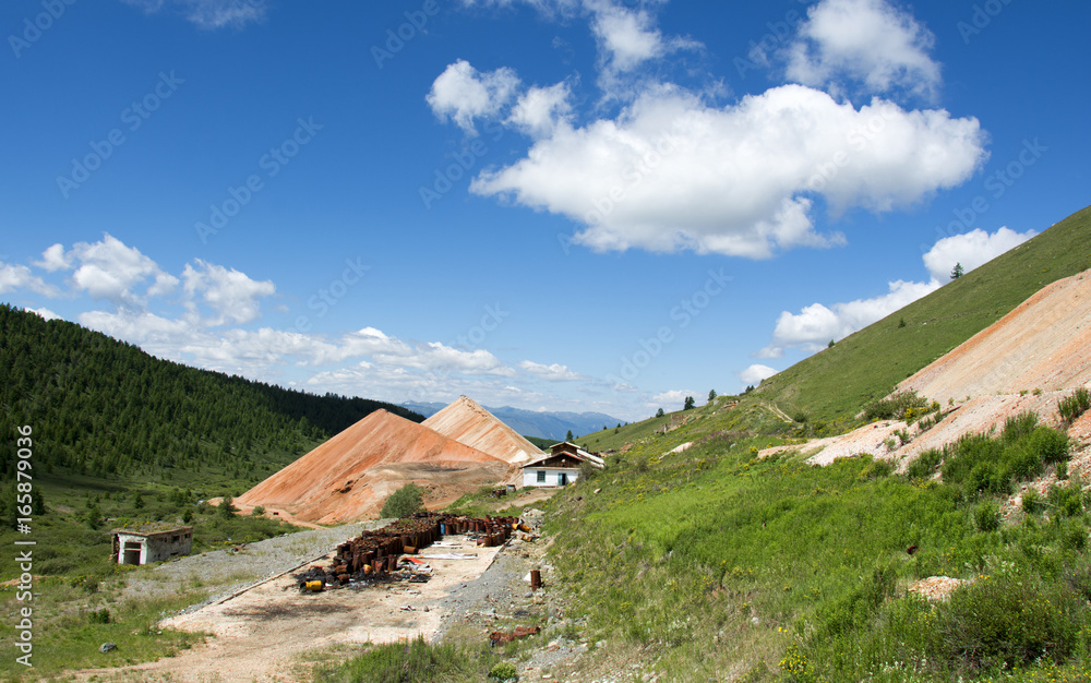 destroyed building mines in the Altai Mountains