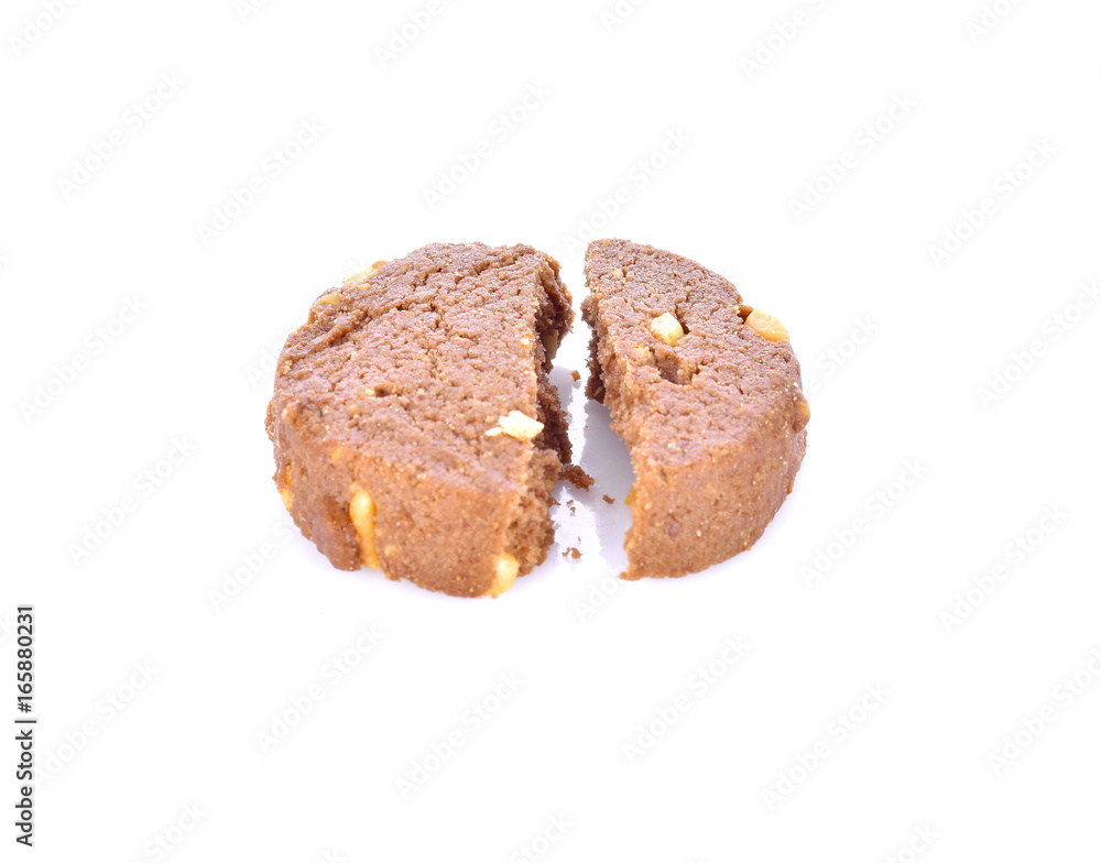 Chocolate Peanut Cookies on white background