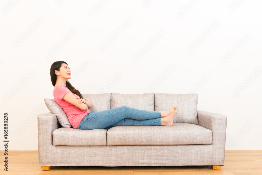 beautiful woman resting on the couch sofa beautiful woman resting on the couch sofa