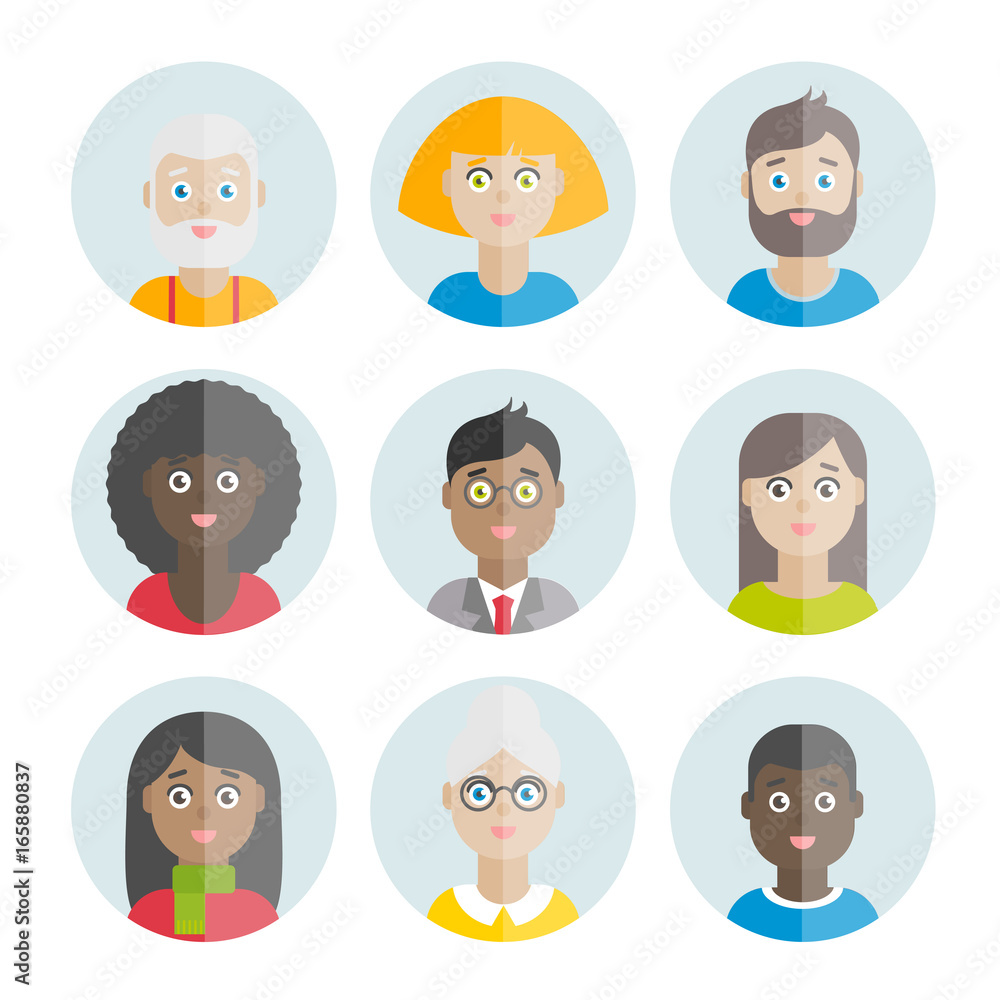 Collection of vector flat people avatars for web, print, mobile apps design Collection of vector flat people avatars for web, print, mobile apps design