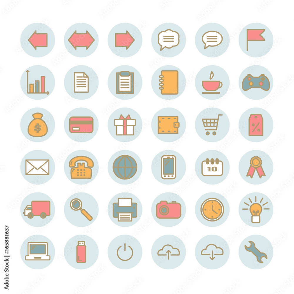 Collection of 36 universal vector linear icons. Flat icons for web design Collection of 36 universal vector linear icons. Flat icons for web design