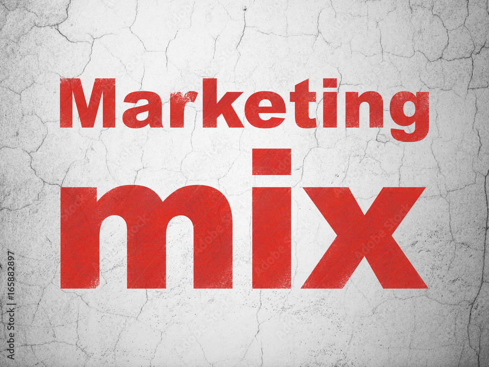 Advertising concept: Marketing Mix on wall background Advertising concept: Marketing Mix on wall background