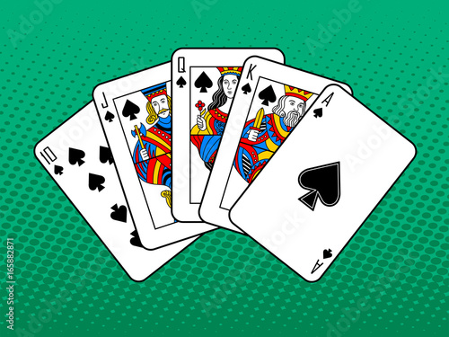 Royal flush pop art style vector