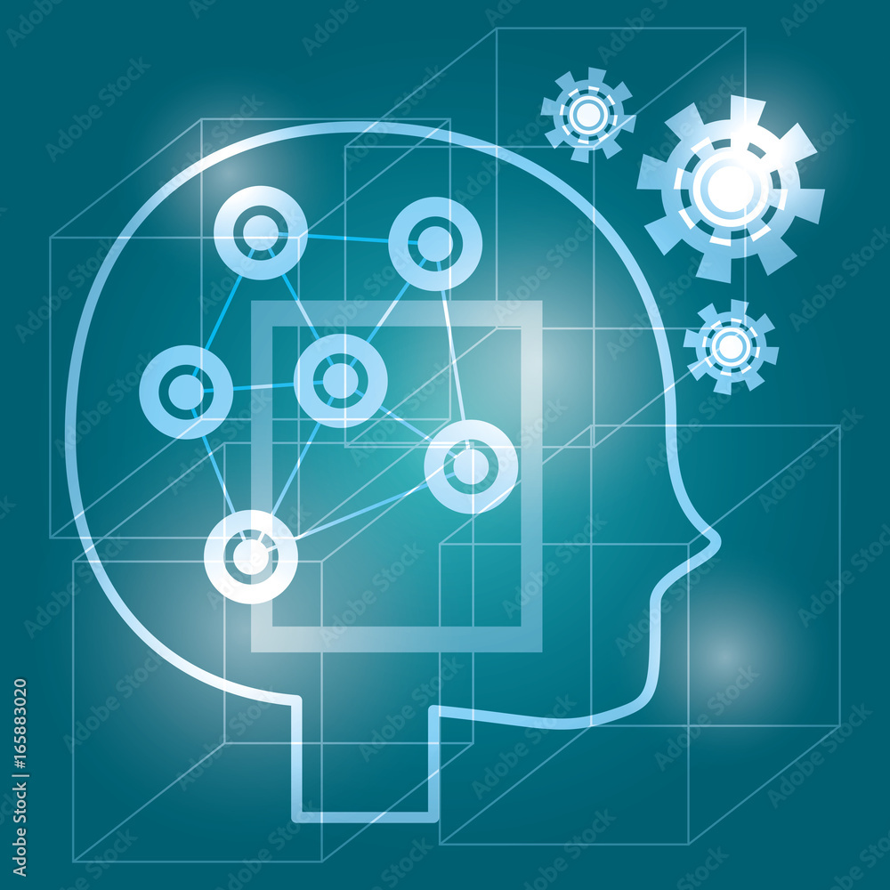silhouette person with circuits and gears technology silhouette person with circuits and gears technology