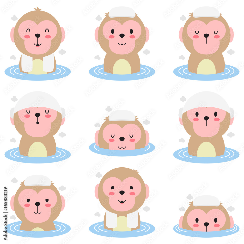 Cute Monkey Hot Bath