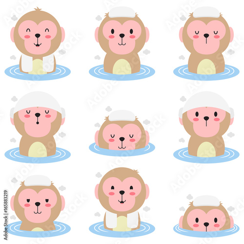 Fototapeta Naklejka Na Ścianę i Meble -  Cute Monkey Hot Bath