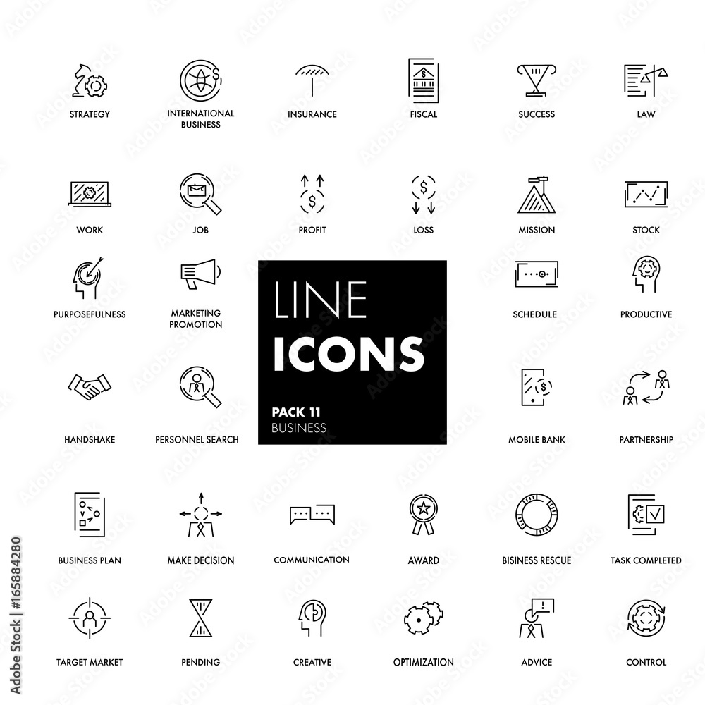 Line icons set. Business