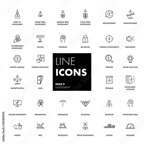 Line icons set. Investment 