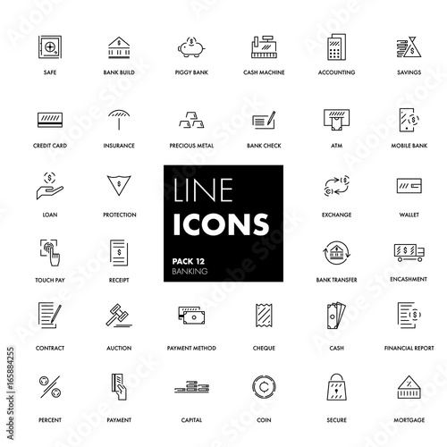 Line icons set. Banking 