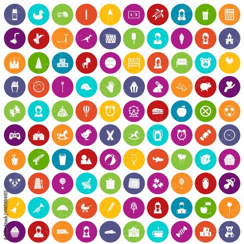 100 child center icons set color