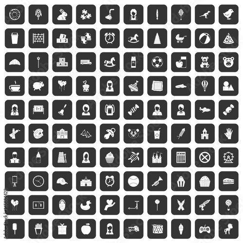 100 child center icons set black