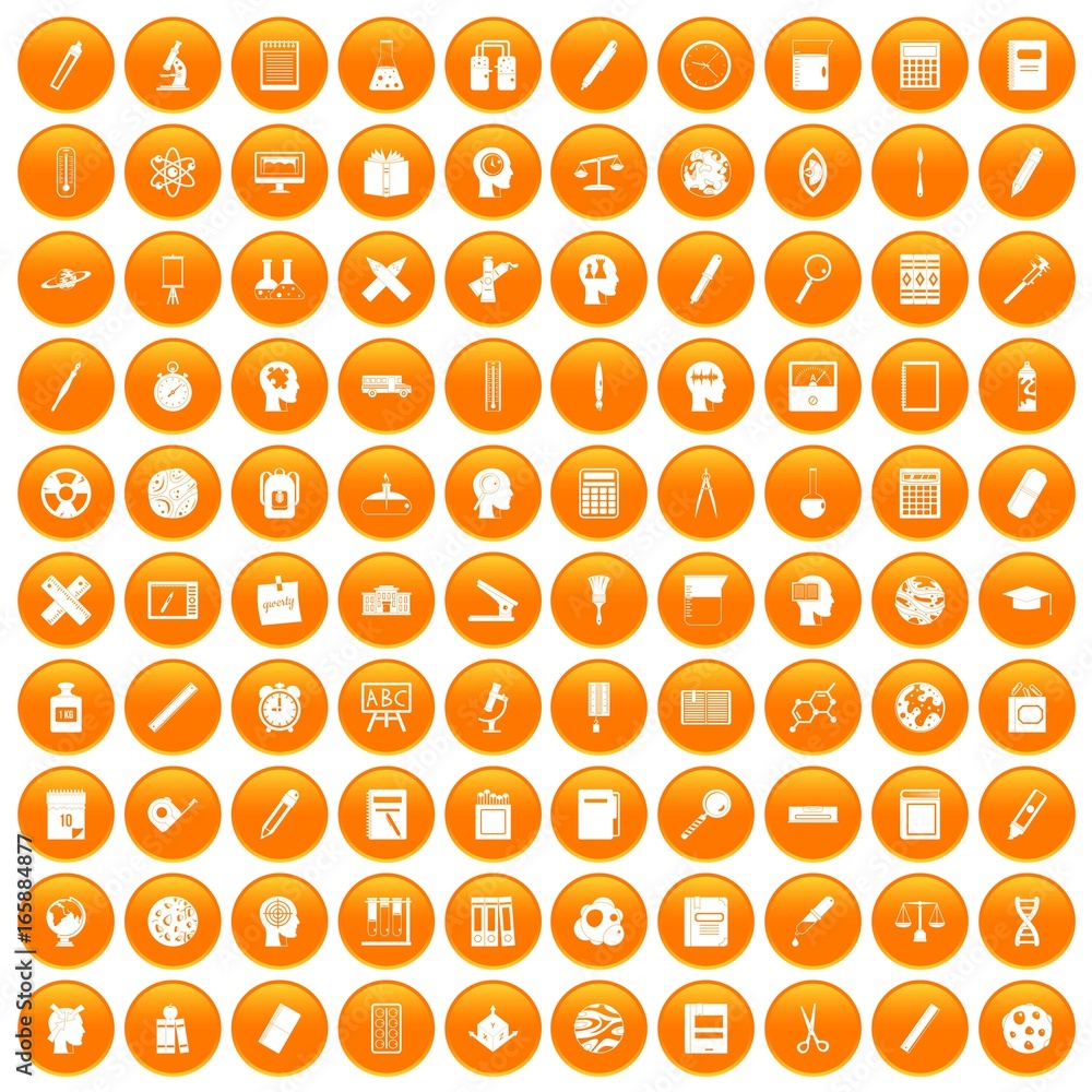 100 learning icons set orange 100 learning icons set orange