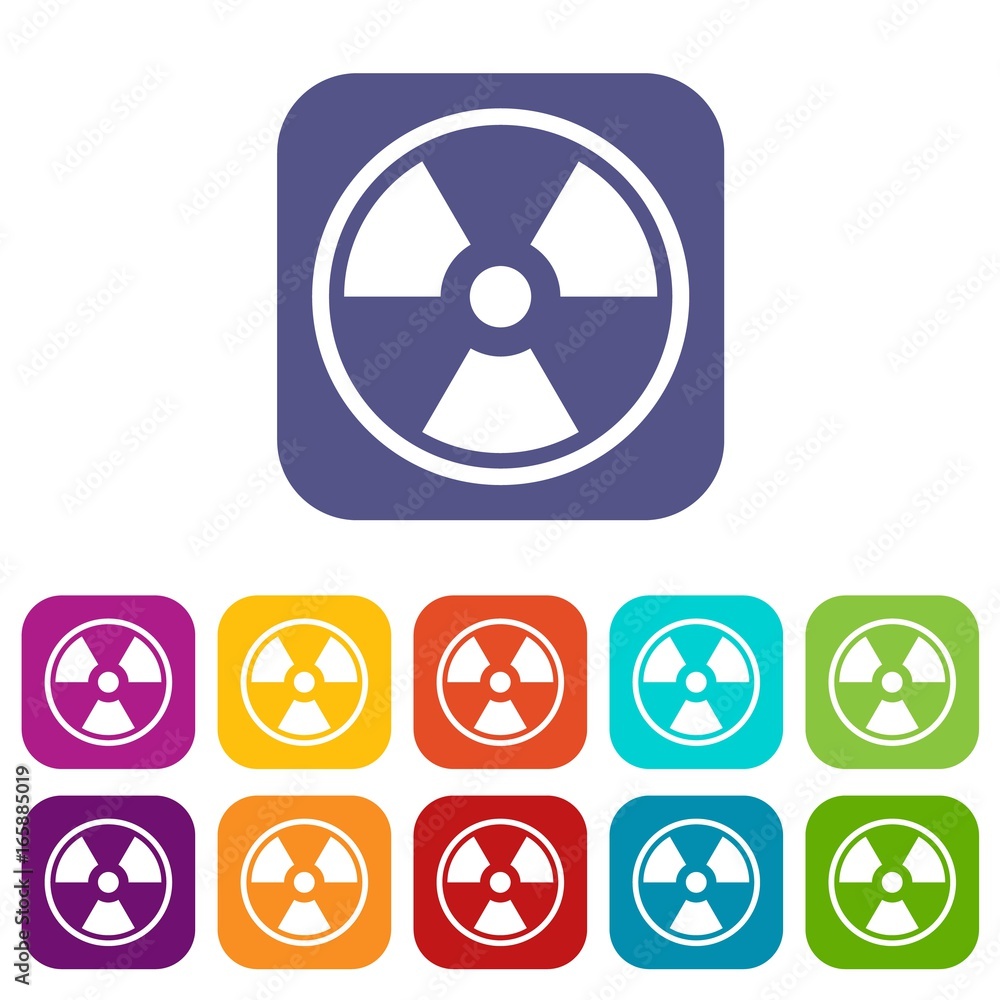 Danger nuclear icons set Danger nuclear icons set