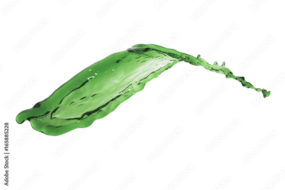 flying liquid splash green color over white background flying liquid splash green color over white background