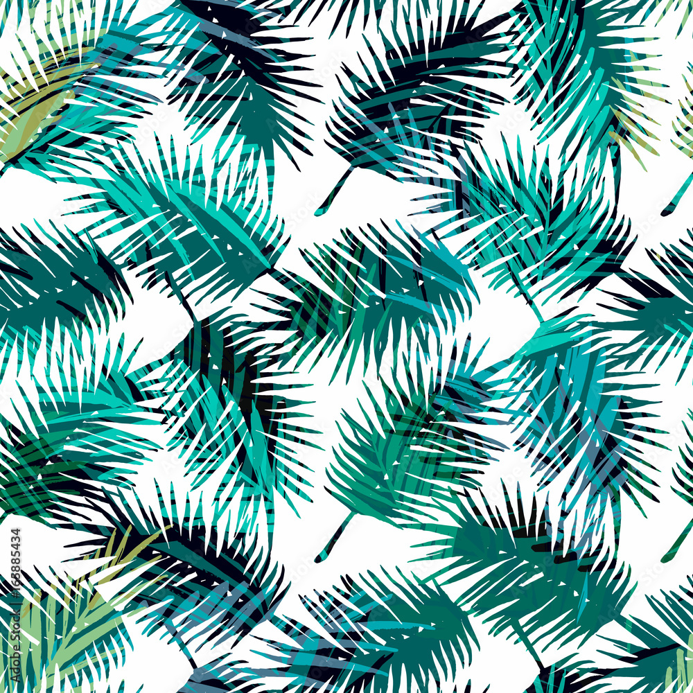 Seamless exotic pattern with tropical palm leaves. Seamless exotic pattern with tropical palm leaves.