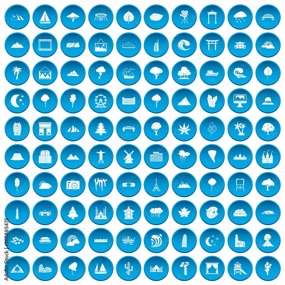 100 view icons set blue 100 view icons set blue