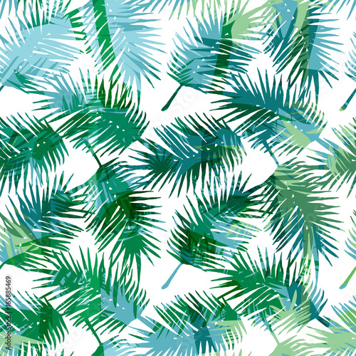 Seamless exotic pattern with tropical palm leaves. © Nadia Grapes