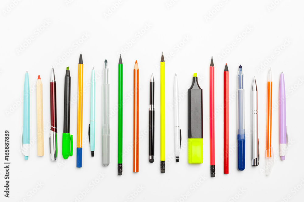 Colorful stationery on a white background Colorful stationery on a white background