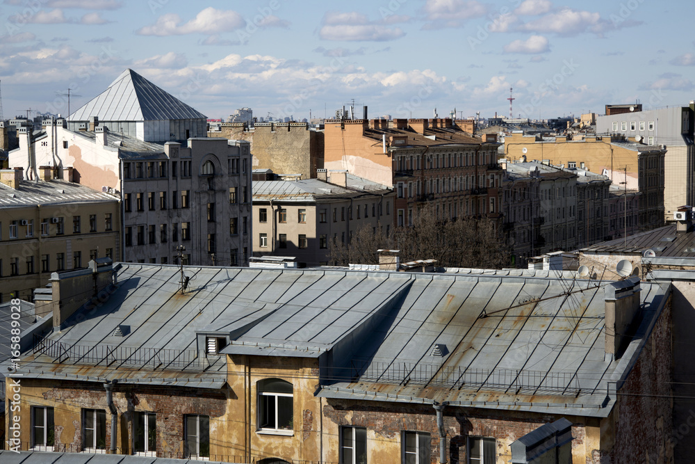 Panoramic view on the roofs of St. Petersburg