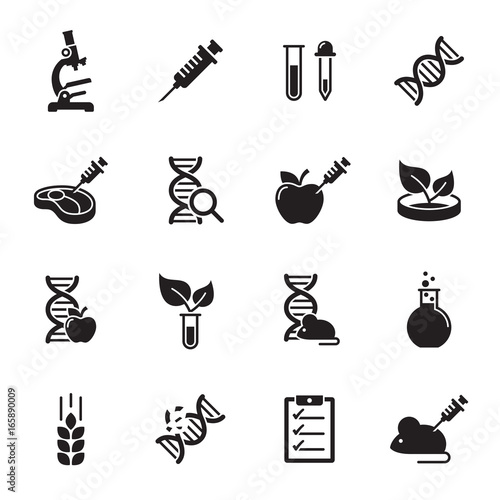 GMO, Genetics icons set