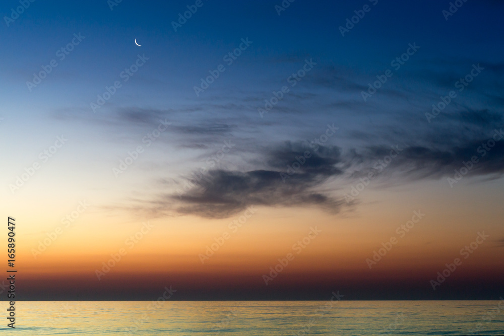 Beautiful sunrise at the Black Sea in Mamaia, Romania