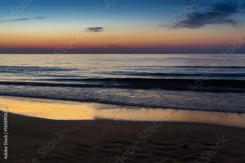 Beautiful sunrise at the Black Sea in Mamaia  Romania