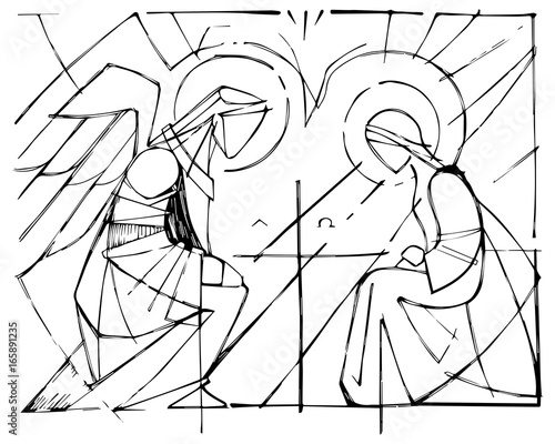 Virgin Mary and Gabriel Archangel at the Annunciation