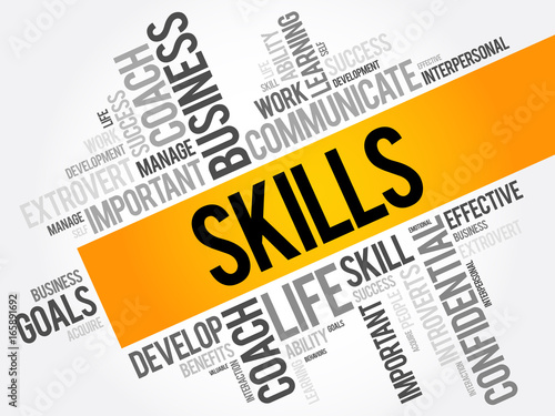 SKILLS word cloud collage, business concept background