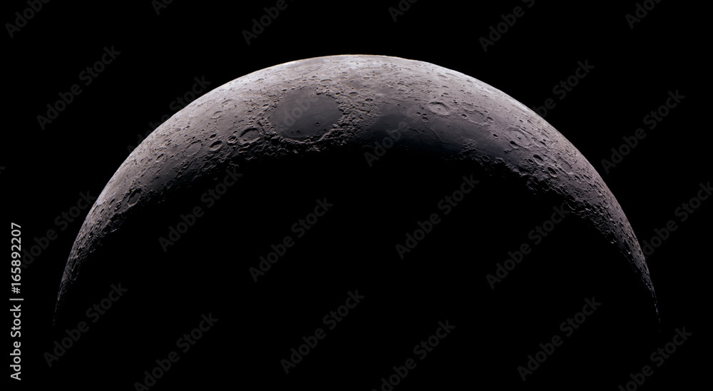 Naklejka premium Wysoki szczegół 15% Crescent Moon zastrzelony przy ogniskowej 2.700 mm