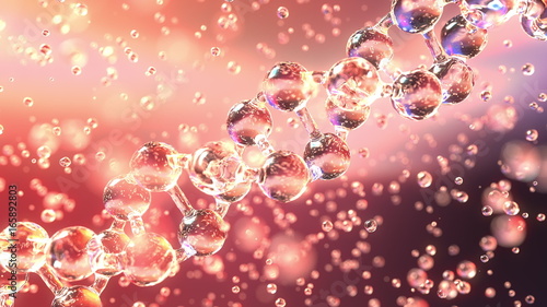 Photos Diagonal DNA molecule and transparent droplets, shallow focus