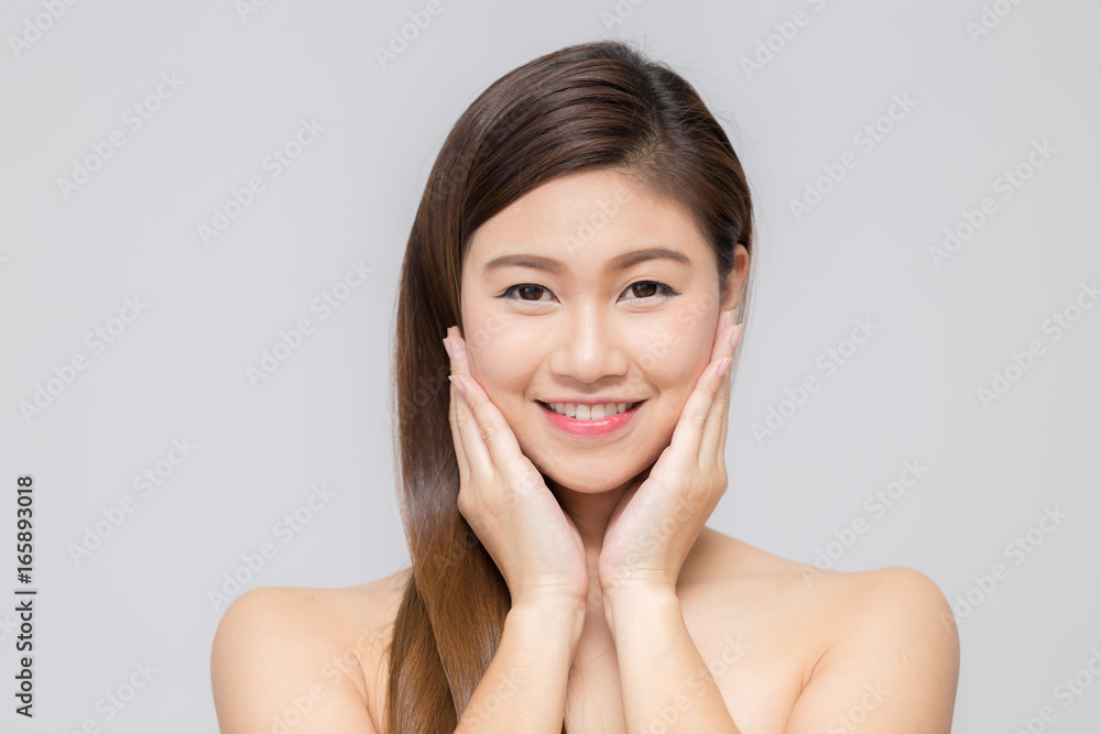 Asian beautiful women touching on her cheek Asian beautiful women touching on her cheek