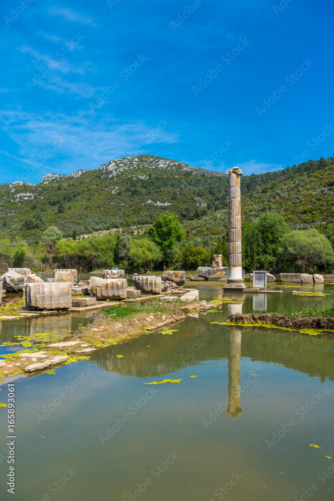 April 11, 2017 - Claros, Izmir province, Turkey. Claros, an ancient Greek sanctuary on the coast of Ionia, famous for a temple and oracle of Apollo