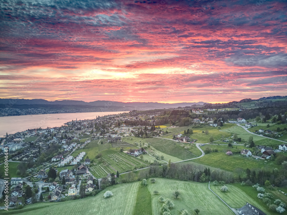 Sunset Lake Zurich
