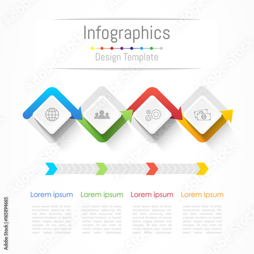 Infographic design elements for your business with 4 options, parts, steps or processes, Vector Illustration.