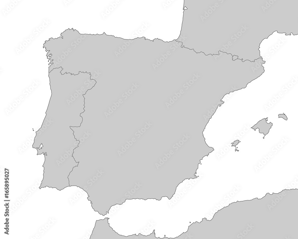Spanien - Karte in Grau