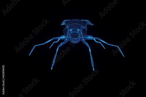 Fly in Hologram Wireframe Style. Nice 3D Rendering 