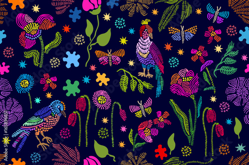Folk art inspired floral embroidery. 
