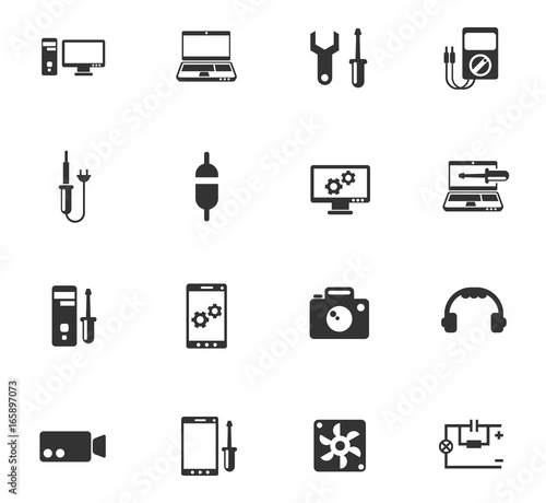 electronics repair icon set
