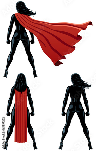 Super Heroine Back / Back of super heroine over white background and in 3 versions. 