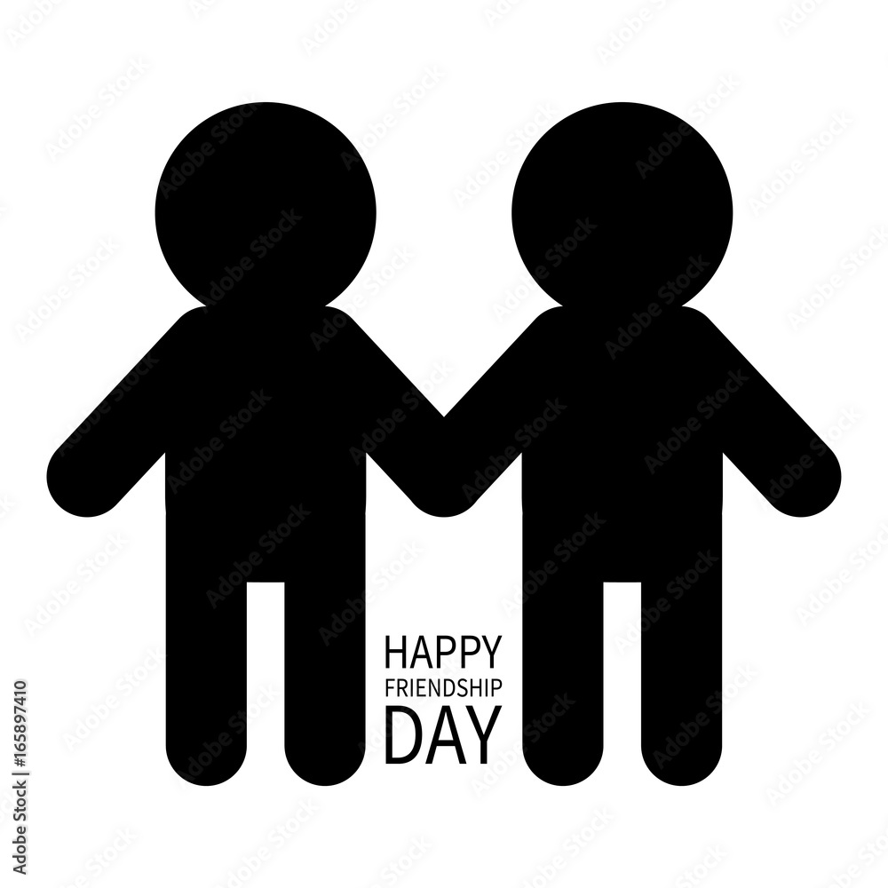 Happy Friendship Day. Two black man male silhouette sign symbol. Boys  holding hands icon. Friends forever. LGBT Isolated. White background Flat  design. Stock Vector | Adobe Stock