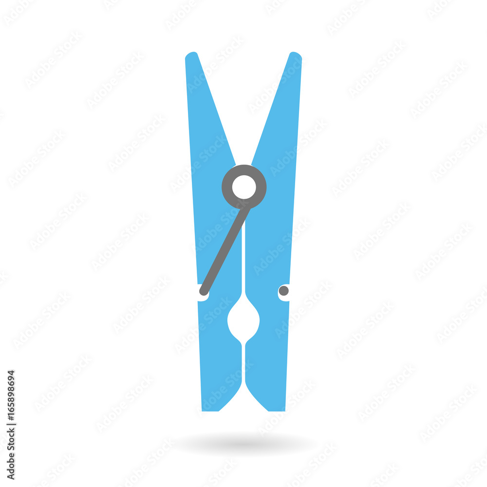Blue flat clothes peg isolated icon Blue flat clothes peg isolated icon