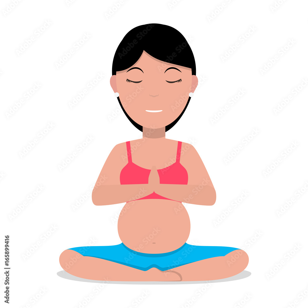 Vector cartoon pregnant girl doing yoga Vector cartoon pregnant girl doing yoga