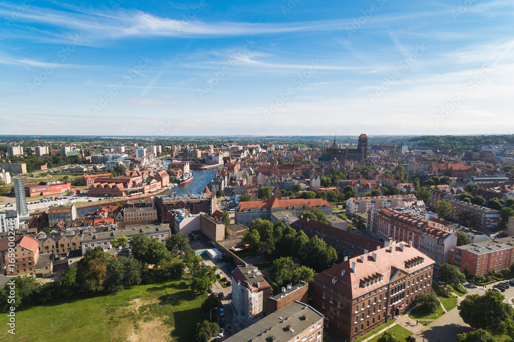 Old town of Gdansk, aerial view