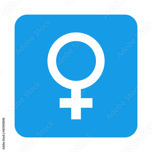 Icono plano femenino en cuadrado azul