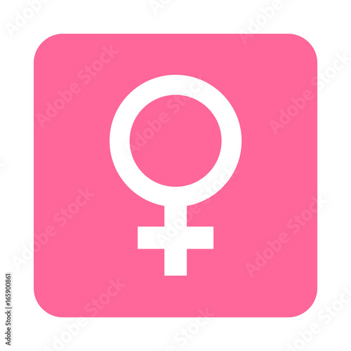 Icono plano femenino en cuadrado rosa