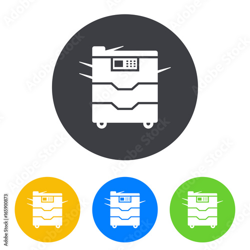 Icono plano fotocopiadora en circulo varios colores